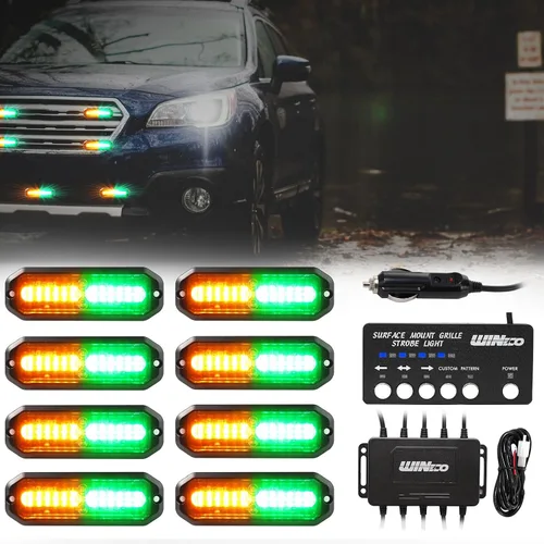 Vista 8 de WINECO Luces de policía para vehículos, 8PCS LED de Montaje en Superficie Luces Estroboscópicas Kit de Seguridad de Emergencia Advertencia Parrilla