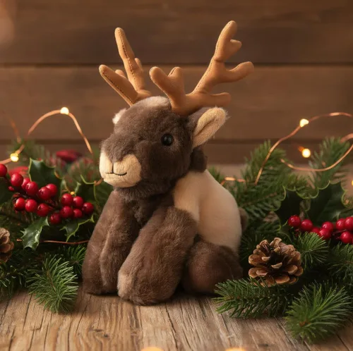 Vista 2 de The Petting Zoo Peluche de alce, regalos para niños, animales salvajes del zoológico Onez, juguete de peluche de alce de 9 pulgadas