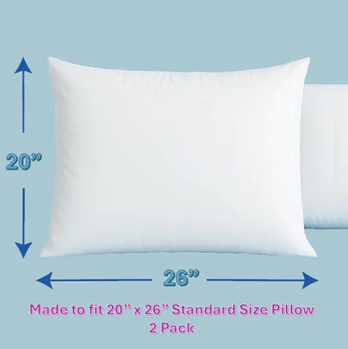 Vista 6 de Juego de 2 protectores de almohada laminados de algodón y poliéster con cremallera, funda de almohada (Queen: 20 x 30 pulgadas)