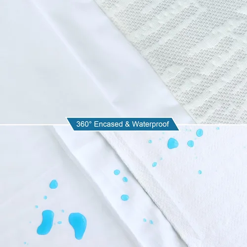 Vista 3 de Funda Protectora de Cubrecolchón Tamaño Queen de 2 Pulgadas, Cubrecolchón de Viscosa Refrigerante 100% Impermeable con Cremallera y Correas