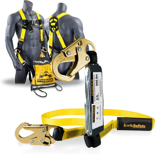 Vista 8 de KwikSafety – Familia rattler, incluye 2 paquetes, 4 paquetes, combo, kit Cordón de seguridad de una sola pierna con amortiguador interno, anclaje