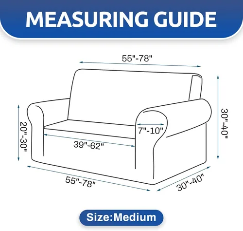 Vista 4 de KEKUOU Funda elástica para sofá biplaza, funda de sofá para sofá de 2 cojines (55-78 pulgadas), protector de muebles con parte inferior elástica
