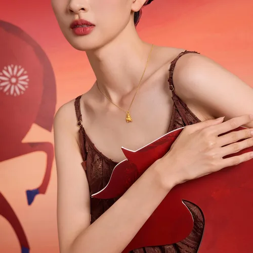 Vista 4 de ZHOU LIU FU Colgantes de oro macizo de 24 quilates, lindo animal caballo y mono, colgante de esmalte solo encanto joyería de oro real para mujeres