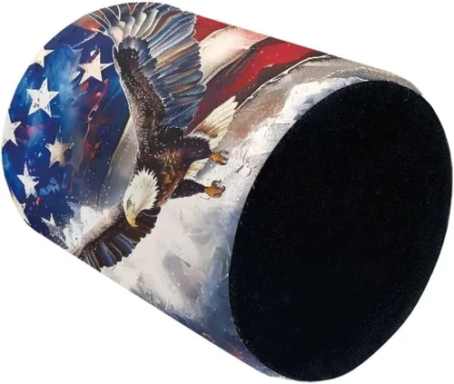 Vista 2 de Dreaweet Soporte para lápices de piel sintética con bandera de Estados Unidos, águila calva para escritorio, organizador de papelería de escritorio