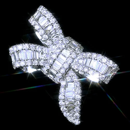 Vista 3 de Anillo de plata de ley 925 brillante con piedras preciosas de diamantes de circonita cúbica, anillo de mariposa de diamantes de circonita cúbica