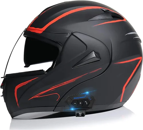 Vista 14 de Casco modular SDFGDFD Bluetooth, casco anticolisión de la motocicleta de cara completa ha obtenido la certificación DOT/ECE, casco de moto de cara