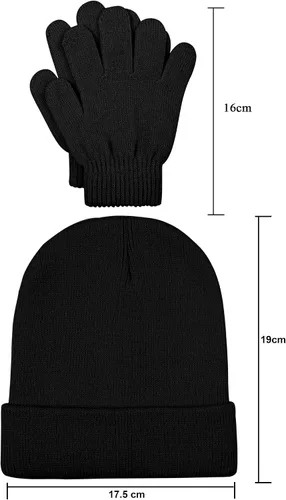 Vista 3 de Cooraby Paquete de 6 gorros y 6 pares de guantes elásticos para dedos completos para niños y niñas