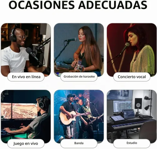 Vista 6 de D Debra Micrófono dinámico con cable, micrófono de mano vocal dinámico cardioide con clips de micrófono, adecuado para altavoces, máquina de canto