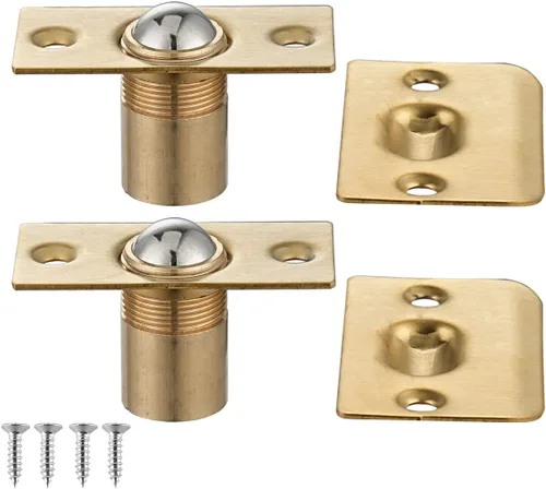 Vista 11 de JQK Herrajes para puerta de clóset, acero inoxidable ajustable con placa de golpeo, bronce antiguo, paquete de 2 unidades, HBC100-QG-P2