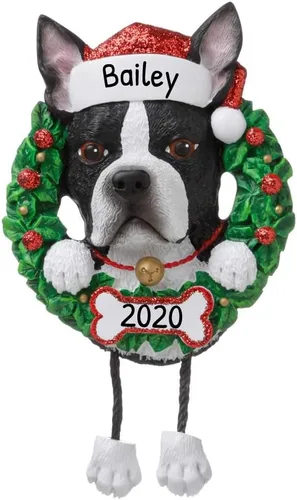 Vista 9 de Adornos de Navidad personalizados para perros 2024 – Corona de perro Beagle Adornos de Navidad para amantes de los perros, adorno de primera Navidad