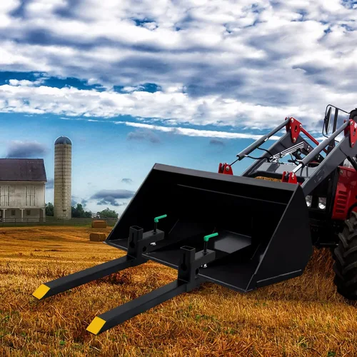Vista 7 de Horquillas para palets de 43 pulgadas, 1500 libras máximo, horquillas de tractor con abrazadera para tractor, accesorio de carga frontal resistente