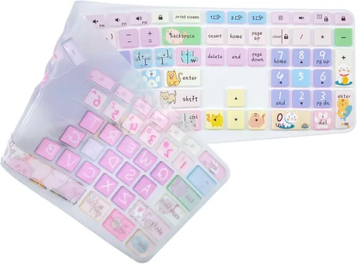 Vista 8 de Funda de silicona para teclado compatible con Logitech Ergo K860, diseño ergonómico de EE. UU., accesorios Logitech K860, lindo gato