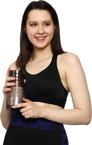 Vista 7 de Jarra de noche de cobre puro para beneficios de salud ayurveda, capacidad - 1 litro (33.81 onzas líquidas de EE. UU.) (patrón floral)