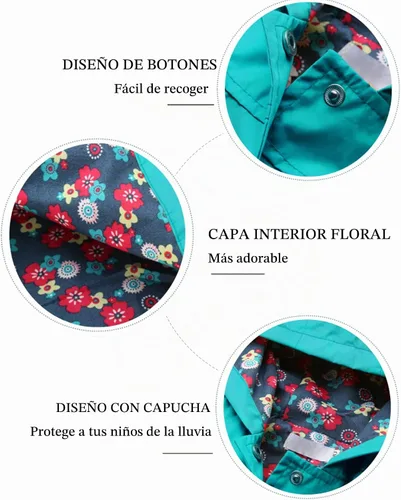 Vista 6 de Arshiner Chamarra Impermeable con Capucha para Niña Bebé Niño Abrigo Chaqueta Ropa Exterior Impermeable Sudaderas con Capucha Azul