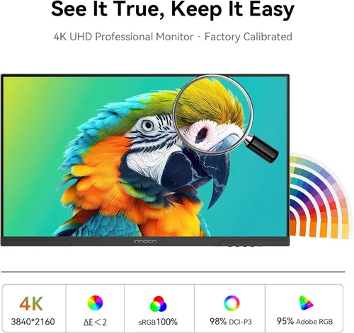 Vista 7 de INNOCN Monitor USB-C diario 4K de 27" para computadora portátil