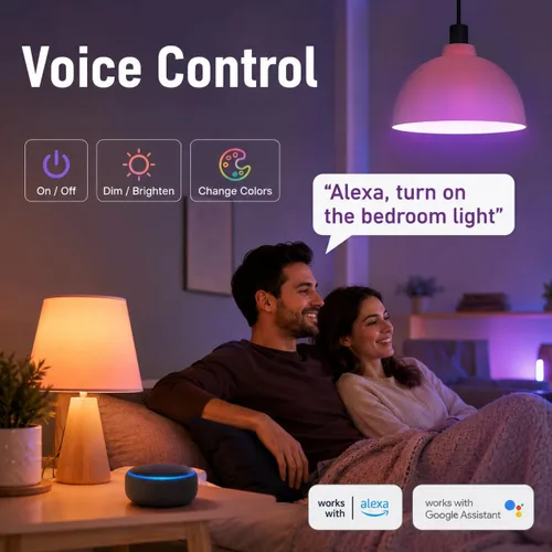 Vista 2 de Bombilla inteligente GU10 compatible con Alexa, Google Home, SmartThings, bombillas LED WiFi de 5 W, cambio de color, no requiere concentrador