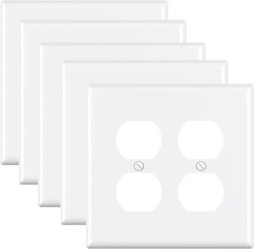 Vista 19 de ELEGRP Placas de pared para receptáculo dúplex de 2 segmentos, tamaño mediano, 4.88 pulgadas de alto x 4.94 pulgadas de largo, cubierta frontal