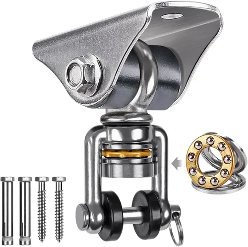 Vista 13 de SELEWARE - Ganchos de techo de acero inoxidable resistentes, 1 paquete 180° Swivel Ceiling Mount Swing Hardware for Porch Swing Set Hammock Chair