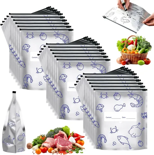 Vista 8 de 30 piezas de bolsas reutilizables de papel de aluminio sellables para almacenamiento, 2026 nuevas bolsas de cierre de cremallera al vacío