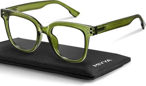 Vista 14 de miyya Gafas de luz azul para mujeres y hombres – Monturas gruesas de gran tamaño bloqueador de luz UV y azul, accesorios elegantes para gafas