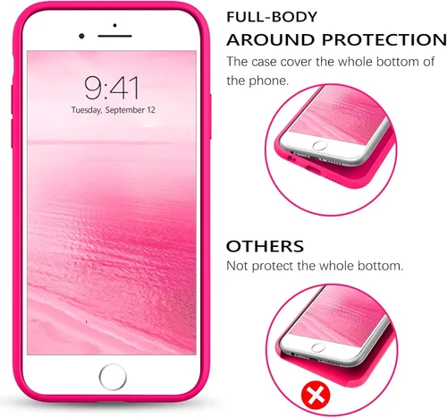Vista 5 de GUAGUA Funda compatible con iPhone 6s, iPhone 6, silicona líquida, gel suave, goma delgada, ligera, forro de microfibra, con textura, a prueba