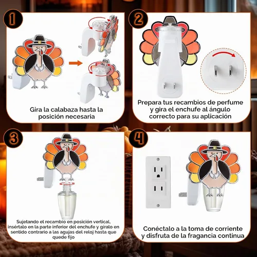Vista 5 de Enchufe de fragancia de pared compatible con repuestos de Bath & Body Works Certificado ETL, luz nocturna de otoño, enchufe giratorio, compatible