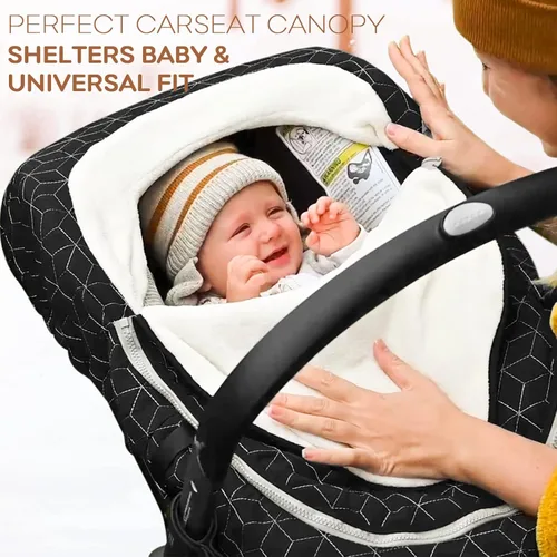 Vista 2 de Yoofoss Funda para Asiento de Coche de Bebé Cubiertas de Capota de Asiento de Coche de Invierno para Proteger al Bebé del Viento Frío, Funda