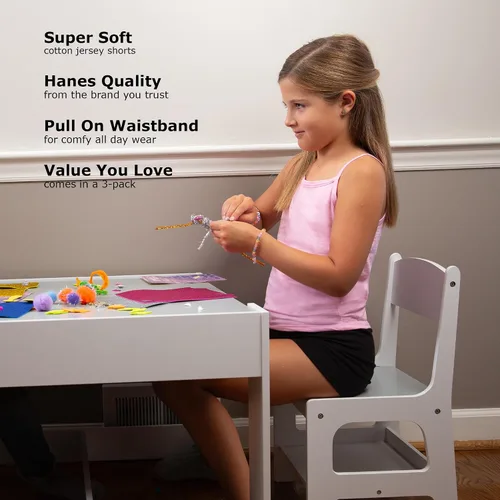 Vista 2 de Hanes pantalón corto de jersey para niña (paquete de 3).