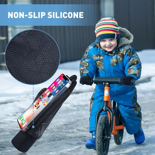 Vista 4 de EEFOW Guantes impermeables para pantalla táctil de invierno para niños guantes deportivos ligeros y cálidos para clima frío para niños de 6 a 12