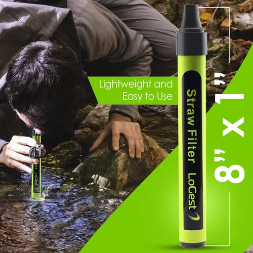 Vista 2 de Paquete de 4 popotes de filtro de agua – Dispositivo purificador de agua – Filtración de agua personal portátil para supervivencia – para kits