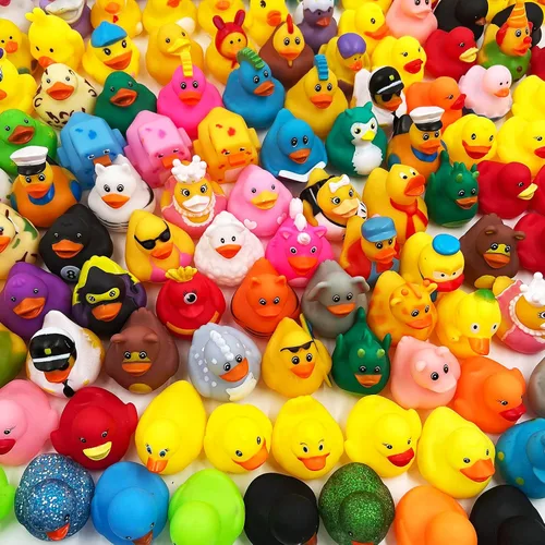 Vista 6 de Patos de goma surtidos para niños y niños pequeños, bonitos juguetes de bañera de pato para piscina en múltiples personajes, divertido carnaval