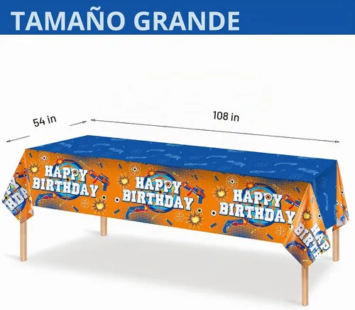 Vista 2 de Tatuo Mantel rectangular de plástico con temática de batalla de dardos, 3 piezas, con temática de juego de pistola, suministros para fiesta