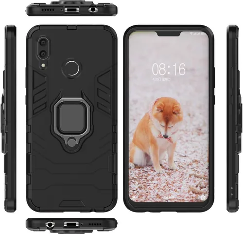 Vista 4 de LuluMain Compatible con Huawei Nova3, soporte de anillo de metal, a prueba de golpes, parachoques duro