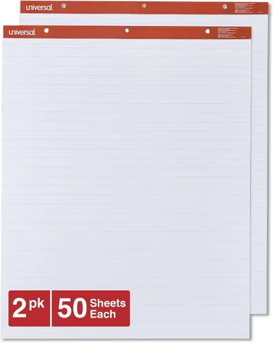 Vista 2 de Universal 35601 Almohadillas de caballete recicladas, regla tenue, 27 x 34, blanco, 50 hojas (caja de 2)