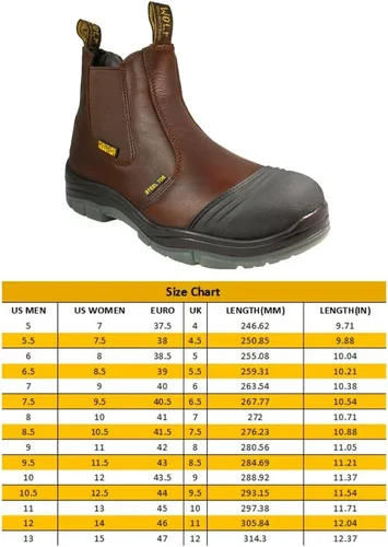 Vista 2 de WOLF Work Boot 100% Genuine Upper Leather Oil, Slip, Impact, Puncture Resistant Electrical Hazards Non-Slip Rubber Sole Puntera de acero