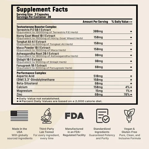 Vista 2 de Ultra Strength T-Booster para hombres: mezcla de hierbas de 23,900 mg con Tongkat Ali, Ashwagandha, Shilajit y más – Apoya la fuerza muscular