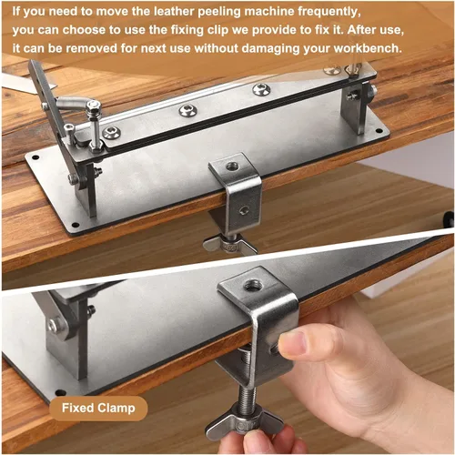 Vista 4 de Separador de cuero, pelador de cuero, máquina de biselado manual, máquina de pelado y adelgazamiento con cuchillas para herramientas de artesanía