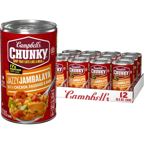 Vista 11 de Campbell’s Chunky - Sopa en lata de hamburguesa con jalapeño y queso con trozos de tocino, lata de 18.8 oz