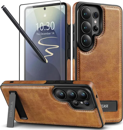 Vista 13 de WTCASE Funda de piel magnética fuerte para Samsung Galaxy S26 con soporte, [compatible con MagSafe], funda delgada y ajustable con función atril