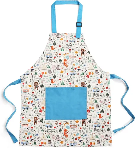Vista 2 de Jennice House - Juego de delantal y gorro de chef para niños, lindos delantales para hornear de niños para cocinar delantales para bebés que hornean