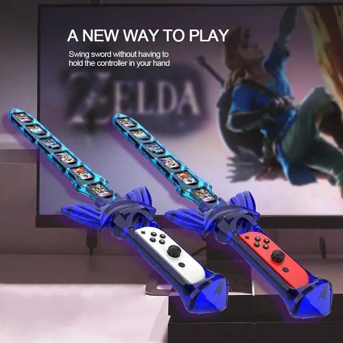 Vista 6 de Switch Joycon Sword Grip for The Legend of Zelda Skyward Sword HDJOYTORN Switch Accessories Handgrip for Zelda Nintendo Switch Holds 12 Game