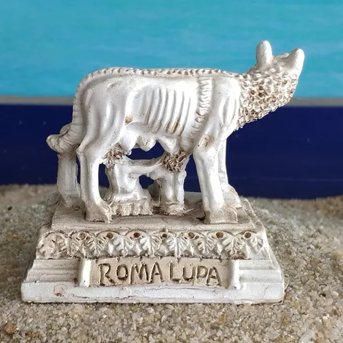 Vista 4 de Estatuas de lobo de la antigua Roma pequeña escultura de reptil acuario terrario pecera decoraciones adorno tortuga lagartija tanques decoración