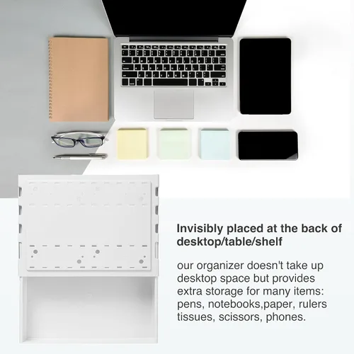 Vista 5 de Cajón debajo del escritorio, súper grande para debajo de la mesa, accesorios de escritorio y organizadores de espacio de trabajo, organizador