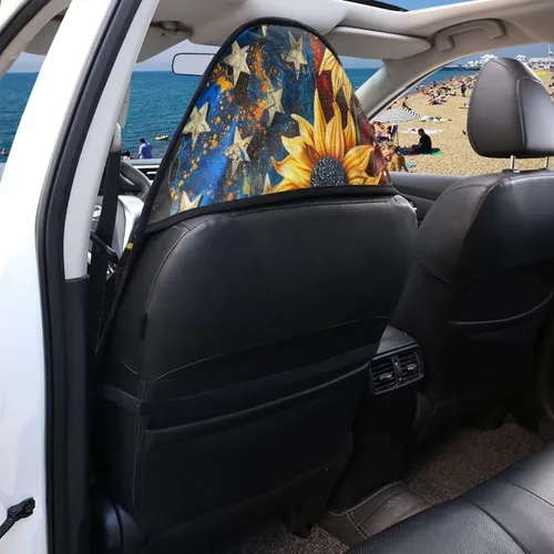 Vista 5 de Fundas de Asiento de Coche con Diseño de Sudadera de Girasol y Bandera Estadounidense para Coche, Camión, SUVs, Protector de Asiento Impermeable