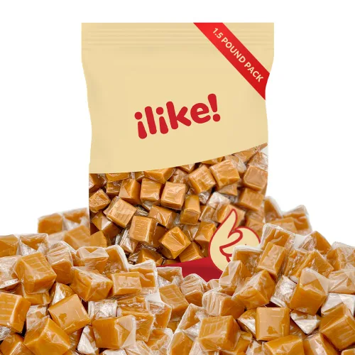Vista 3 de Caramelo de vainilla envuelto individualmente, bolsa de 1.5 libras Cubos de caramelo para aperitivos y hornear