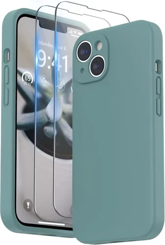 Vista 23 de SURPHY Funda para iPhone 14 Plus con Protector de Pantalla y Protección de Cámara, Funda de Teléfono de Silicona Líquida con Forro de Microfibra