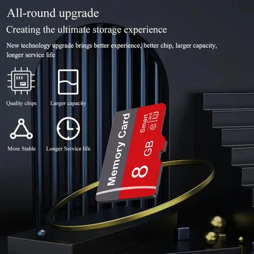 Vista 3 de 2 paquetes de tarjeta de memoria de 8 GB con adaptador, tarjeta TF de alta velocidad, tarjeta TF de memoria UHS-I C10 A1 para tableta/teléfono