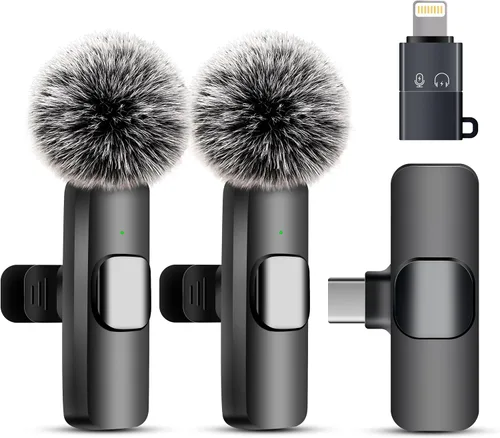 Vista 8 de Micrófono inalámbrico mini para iPhone 15/16, iPad, Android, micrófono inalámbrico Lavalier con reducción de ruido, micrófono de solapa USB C