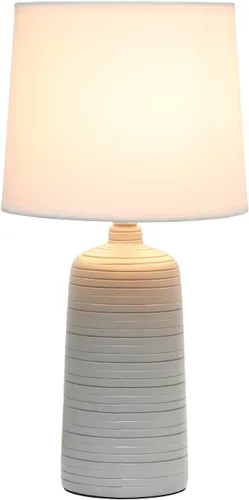 Vista 2 de Simple Designs LT2085-TAU - Lámpara de mesa de cerámica lineal texturizada, color gris pardo