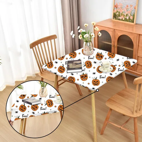 Vista 66 de Mantel ajustado blanco con elástico para mesas plegables de 48x48 pulgadas, manteles lavables y elásticos de elastano para mesas de cartas, manteles